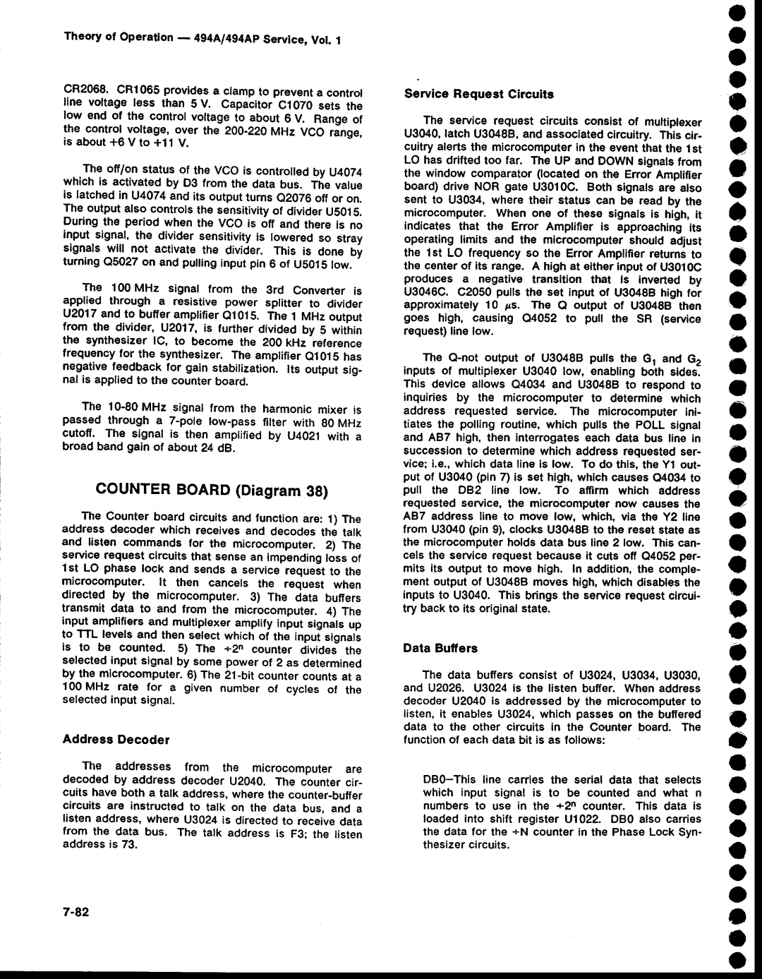 Tektronix 494AP service manual COUNTERBOARDDiagram38 