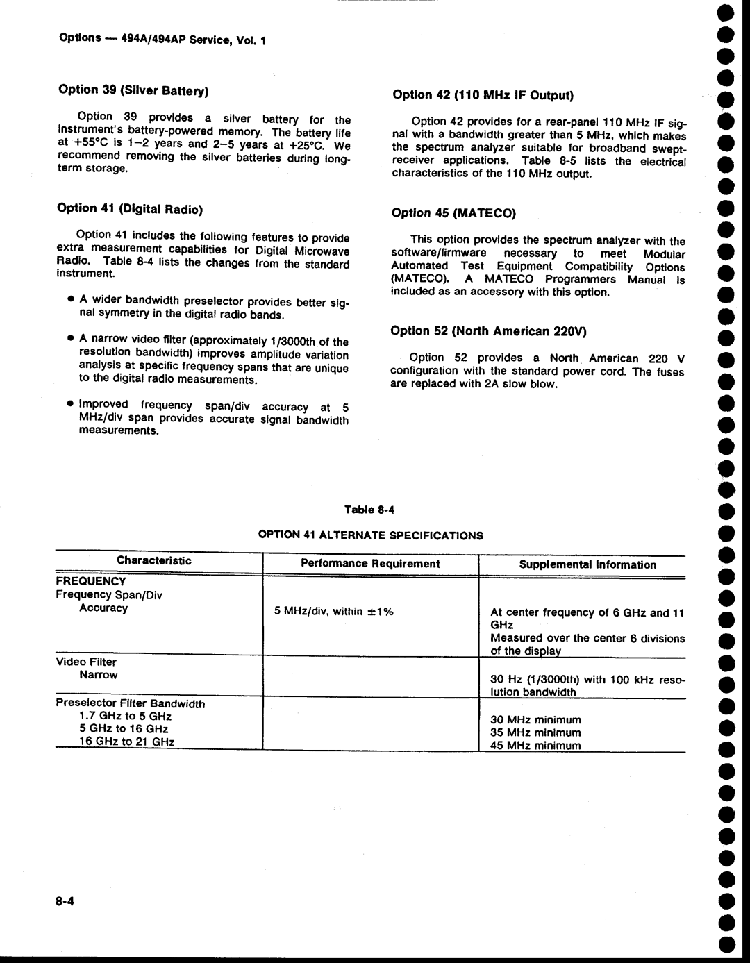 Tektronix 494AP service manual O a o o a o o o o o o o a o o o o o o o, O a o O o o o o o o o o o o o, Freouency 