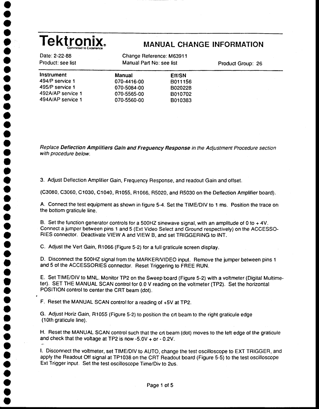 Tektronix 494AP service manual O o a o o A o a o, Efr/sN 