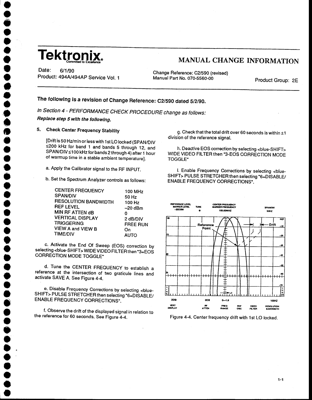 Tektronix 494AP service manual O a o o o o, Date 6/1190, Product494N494Ap, ServiceVot.1 