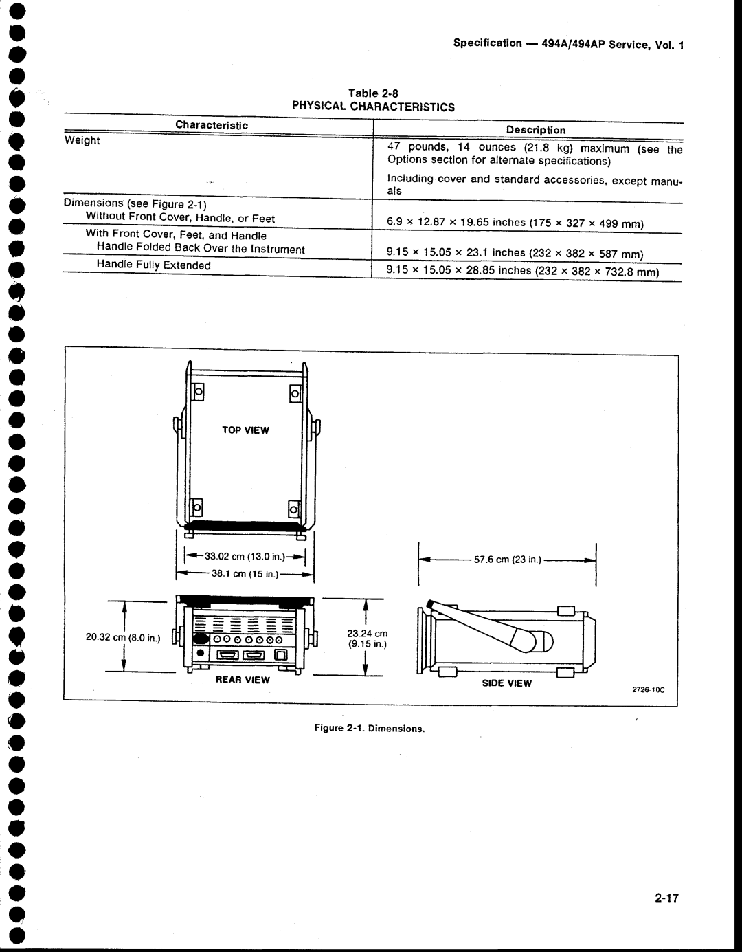 Tektronix 494AP service manual O o o o o o o, 15.05 28.85inches232x 392x 732.gmm, SrDEvtEw 