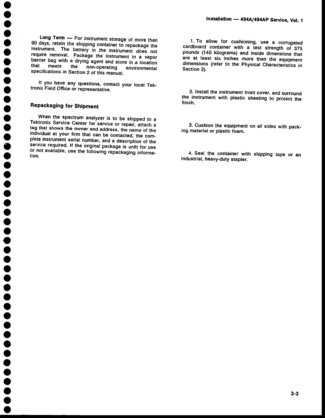 Tektronix 494AP service manual O o o o o o o, O o o o o a o O o a o o o o o o 