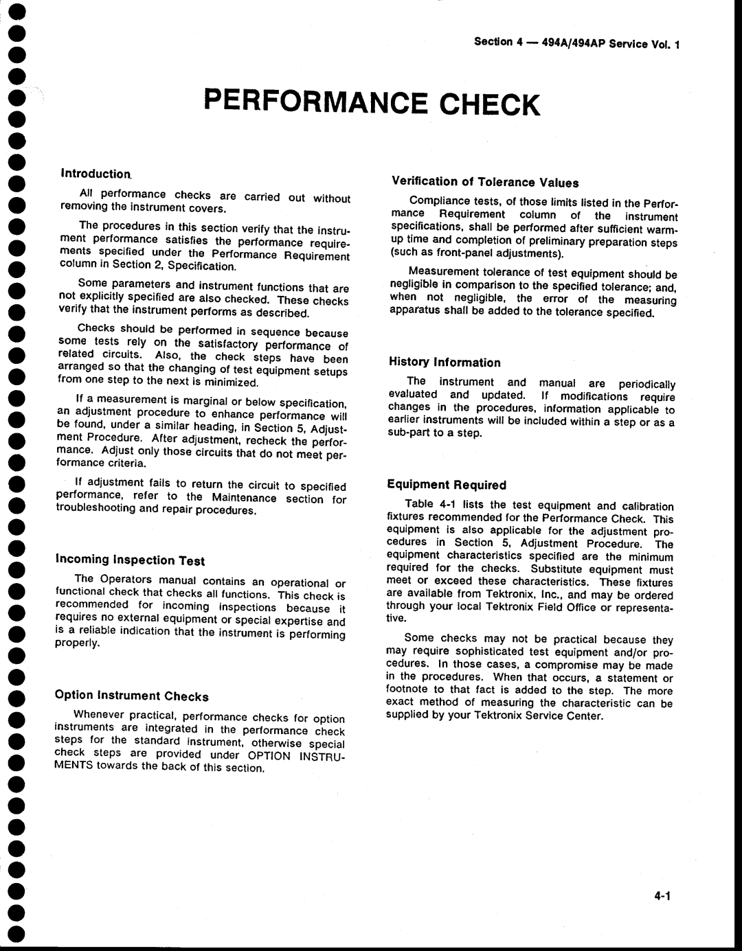 Tektronix 494AP service manual O o o o o o o o o o o o o o o o o o o, Secton 4g4Al494ApServiceVol 