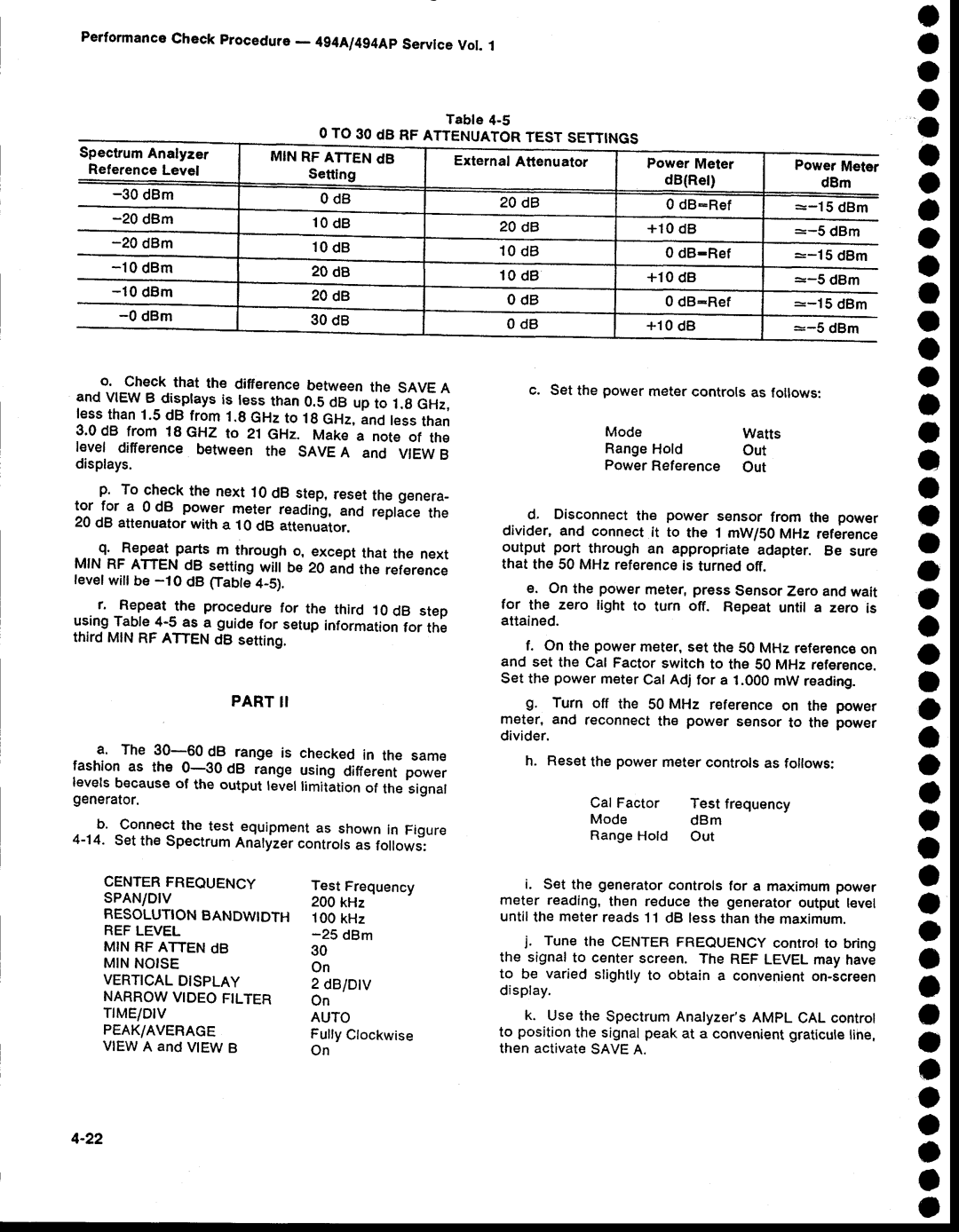 Tektronix 494AP service manual O a a, TrME/DtV, Testsettings 