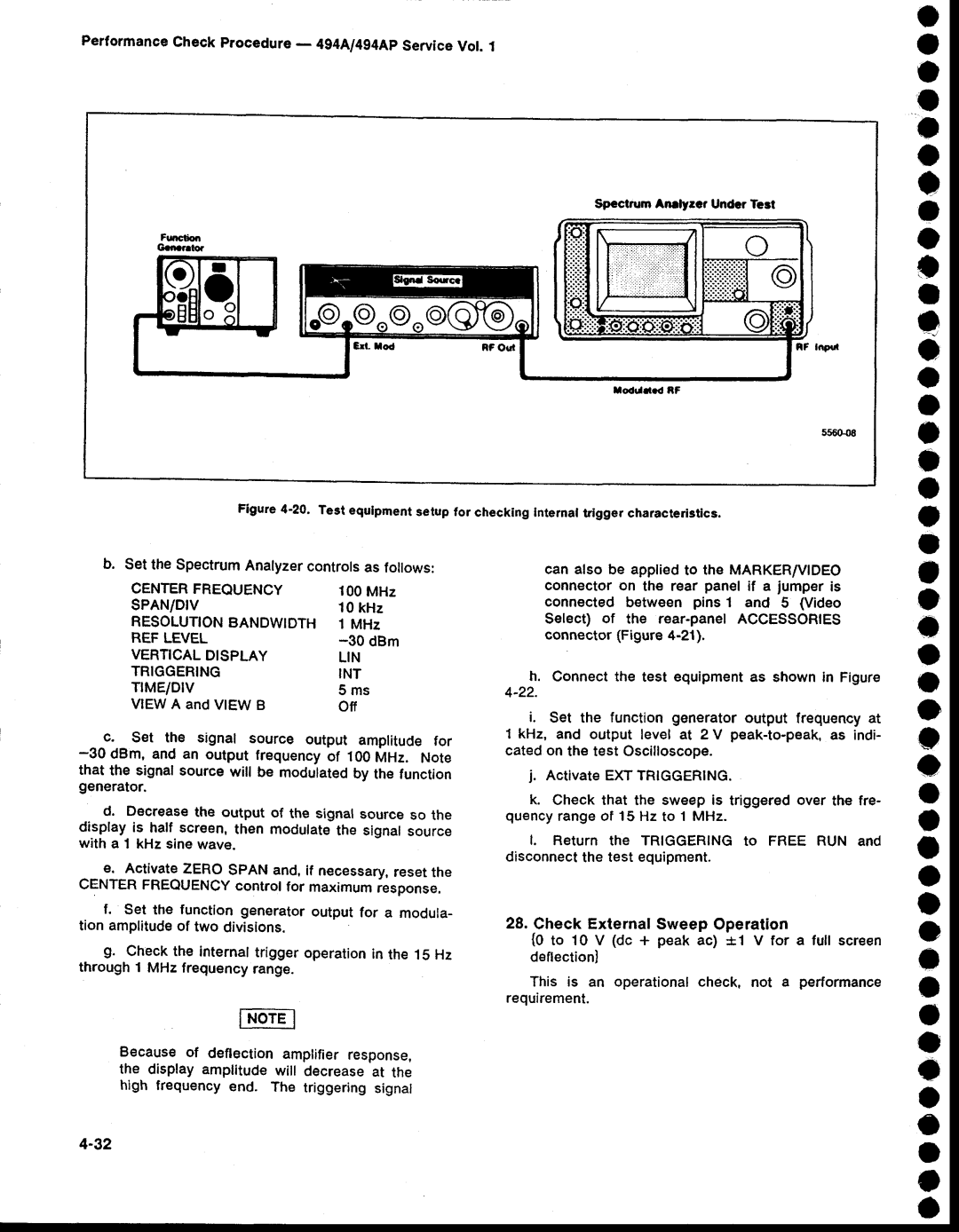 Tektronix 494AP service manual PerformanceCheckprocedure- 4g4A/4g4ApServiceVol. l, Resolutton, Bandwtdth 1 MHz 