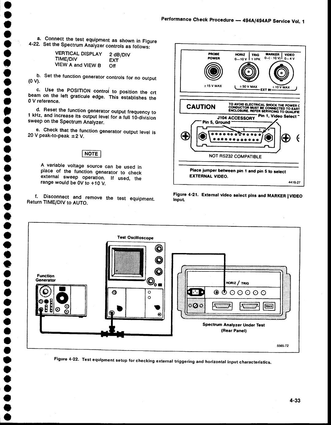 Tektronix 494AP service manual Vertcal, Dtsplay 2 dB/DtV, Tme/Dv Ext 