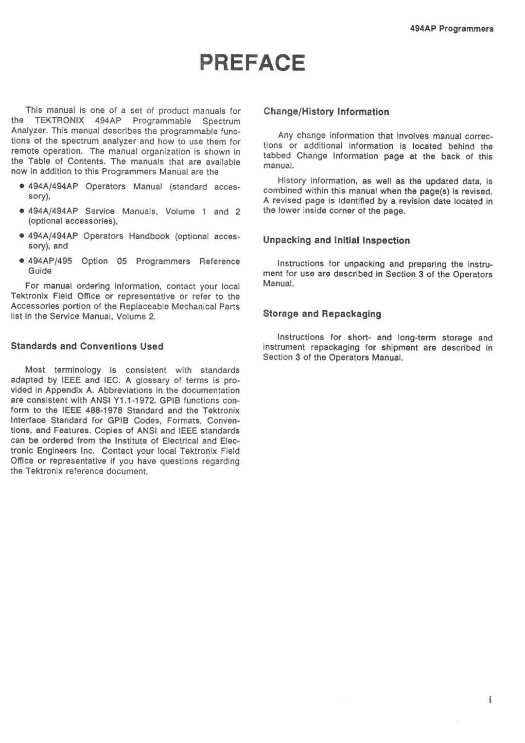 Tektronix 494AP manual 