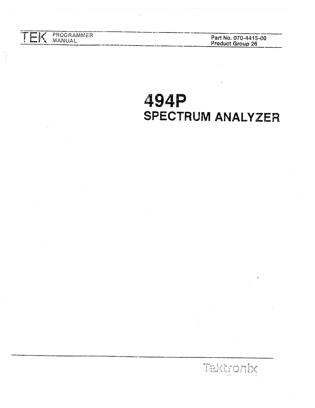 Tektronix 494P manual 