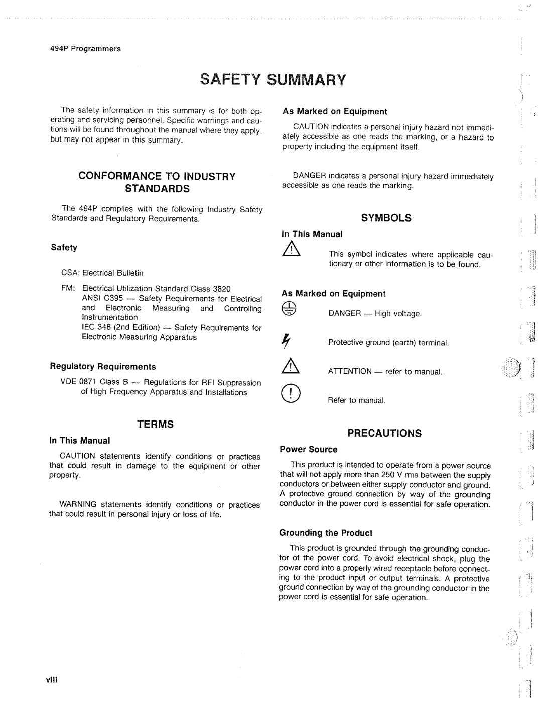 Tektronix 494P manual 