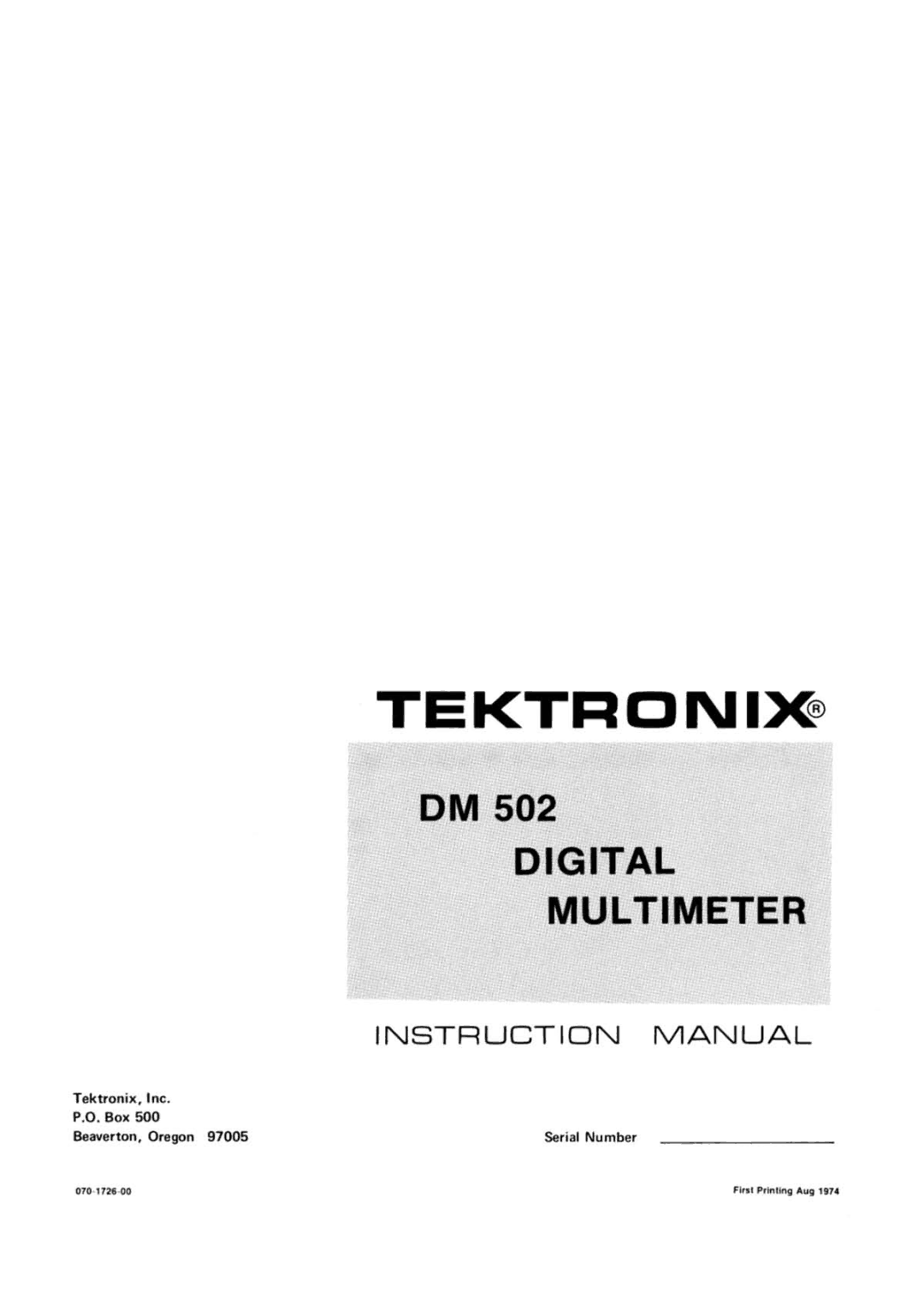 Tektronix 502 manual 