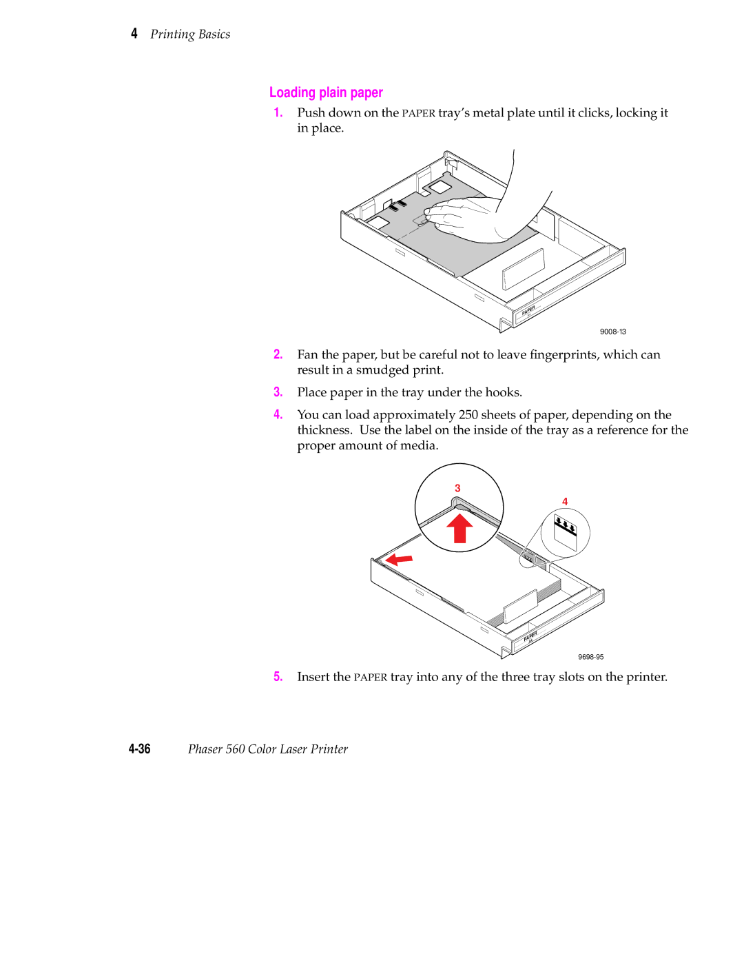 Tektronix 560 user manual Loading plain paper 