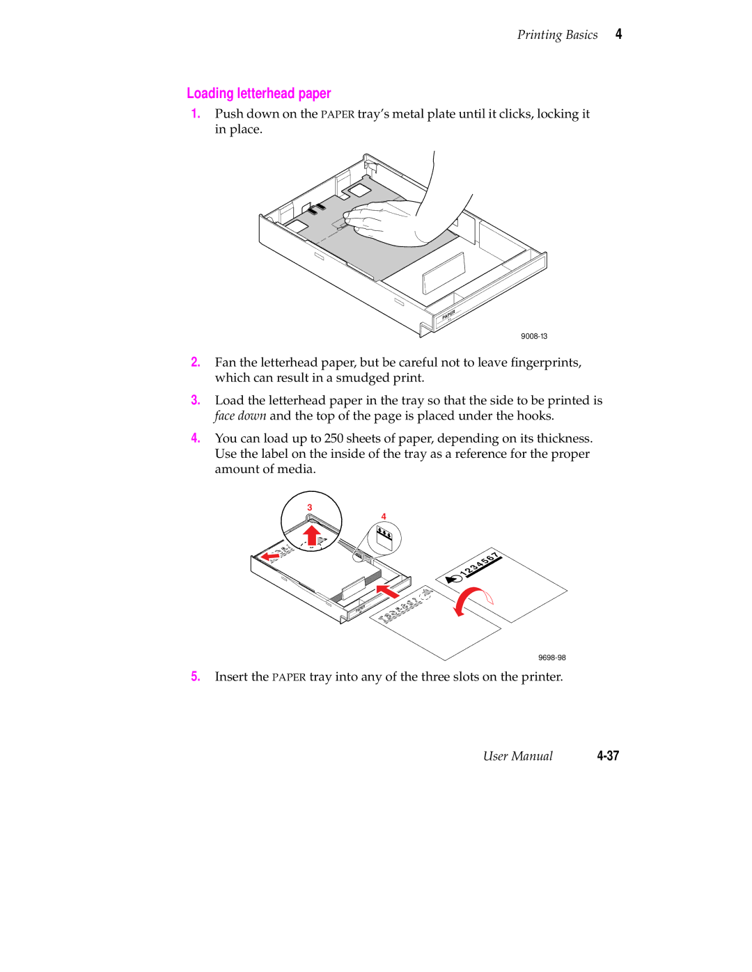 Tektronix 560 user manual Loading letterhead paper 