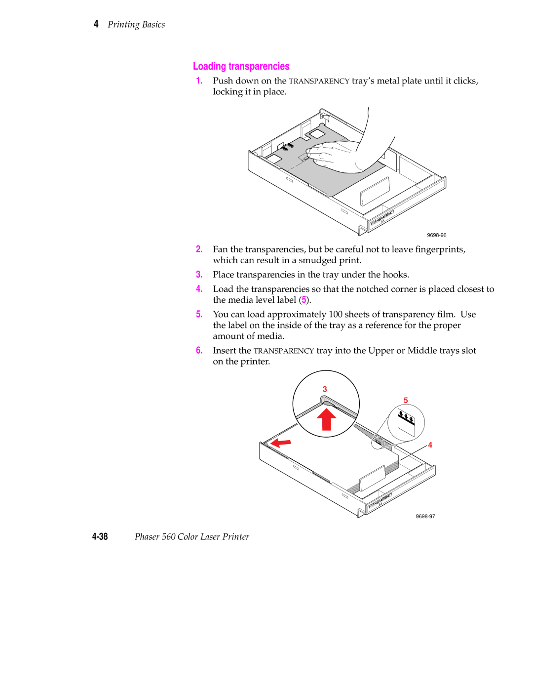 Tektronix 560 user manual Loading transparencies 