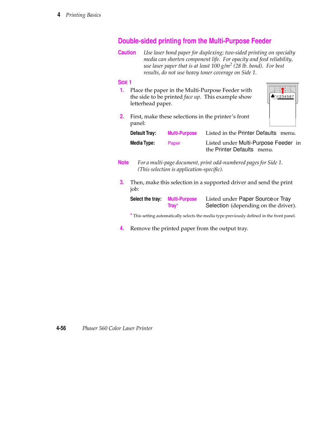 Tektronix 560 user manual Listed under Multi-Purpose Feeder, Tray 