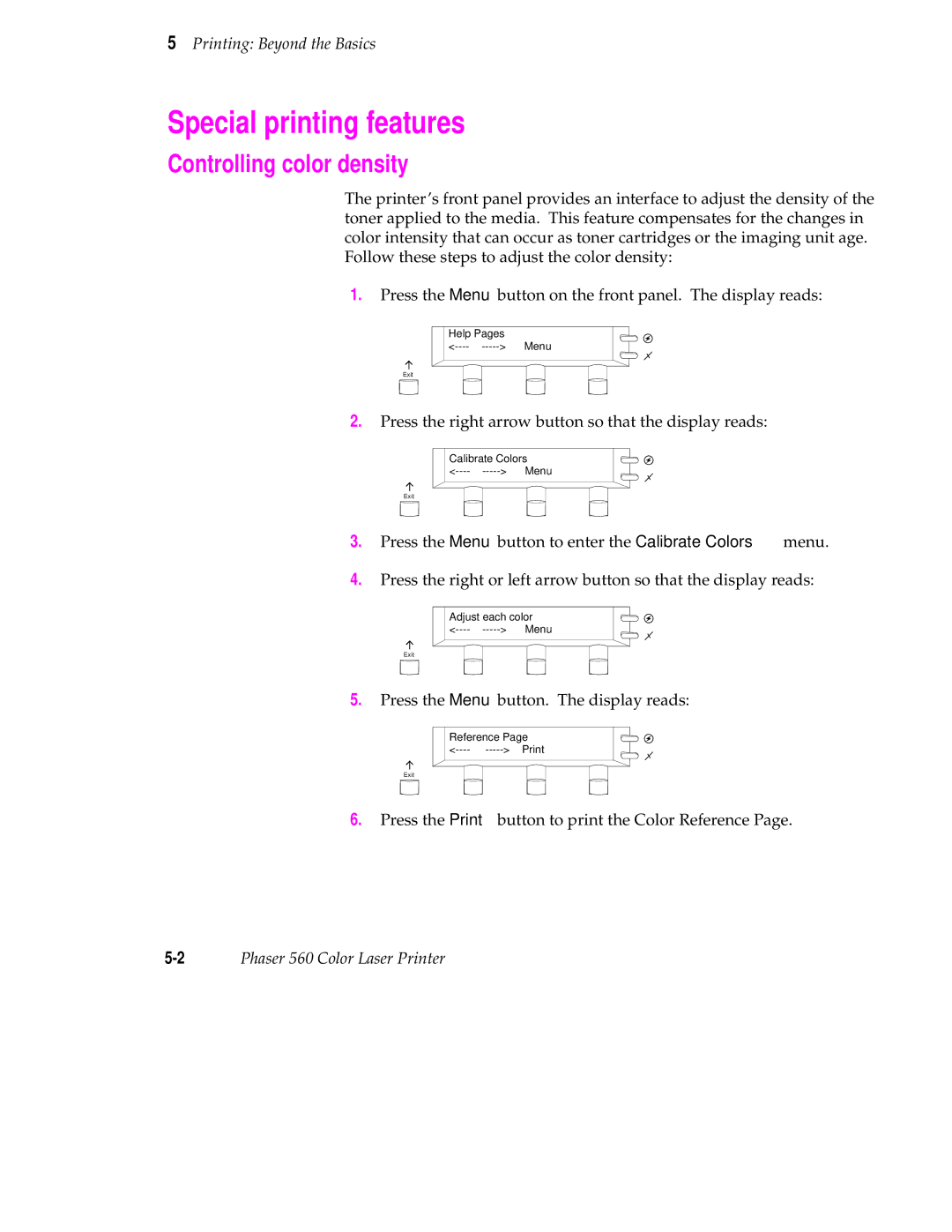 Tektronix 560 user manual Special printing features, Controlling color density 