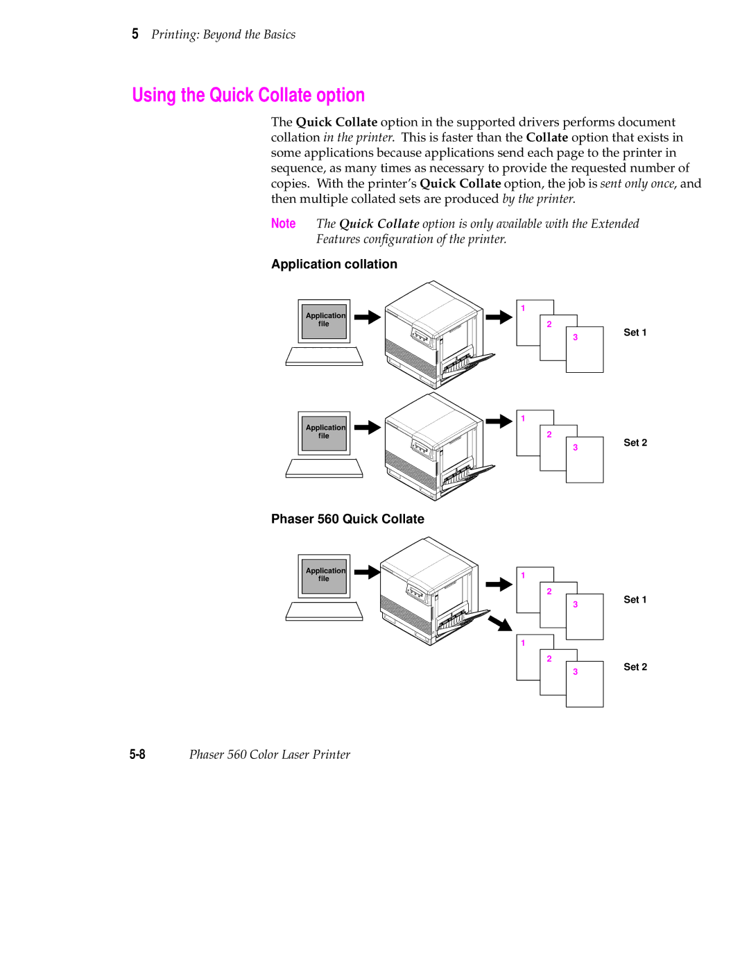 Tektronix user manual Using the Quick Collate option, Phaser 560 Quick Collate 