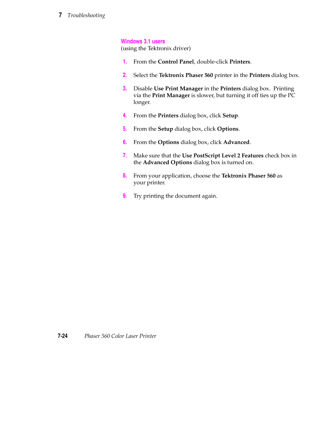 Tektronix 560 user manual Windows 3.1 users 