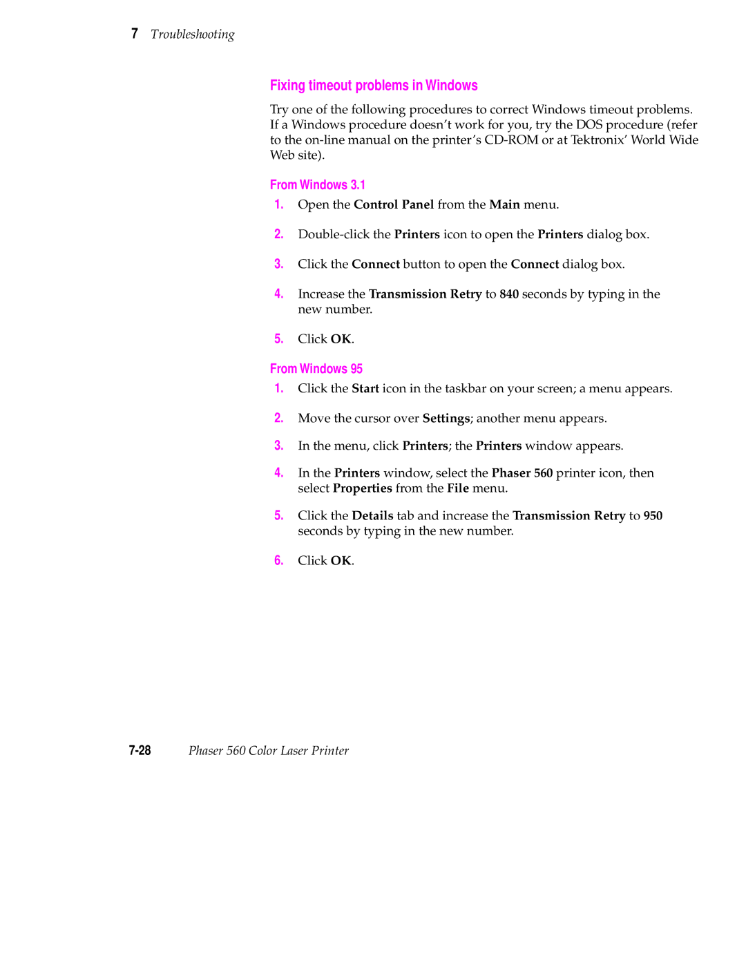 Tektronix 560 user manual Fixing timeout problems in Windows, From Windows 