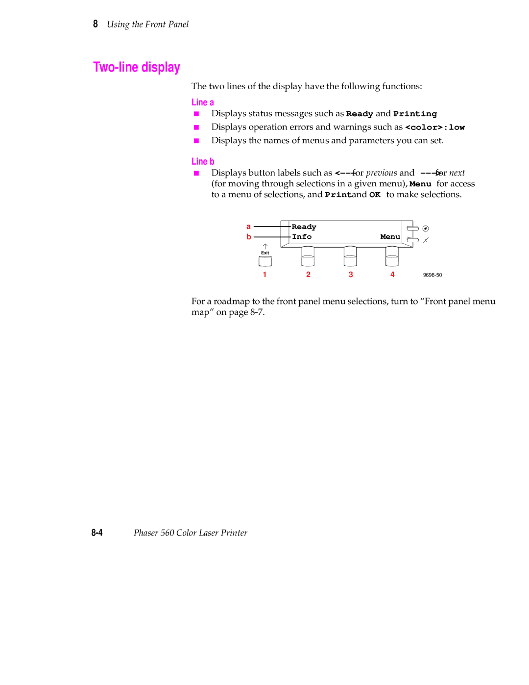 Tektronix 560 user manual Two-line display, Line a, Line b 