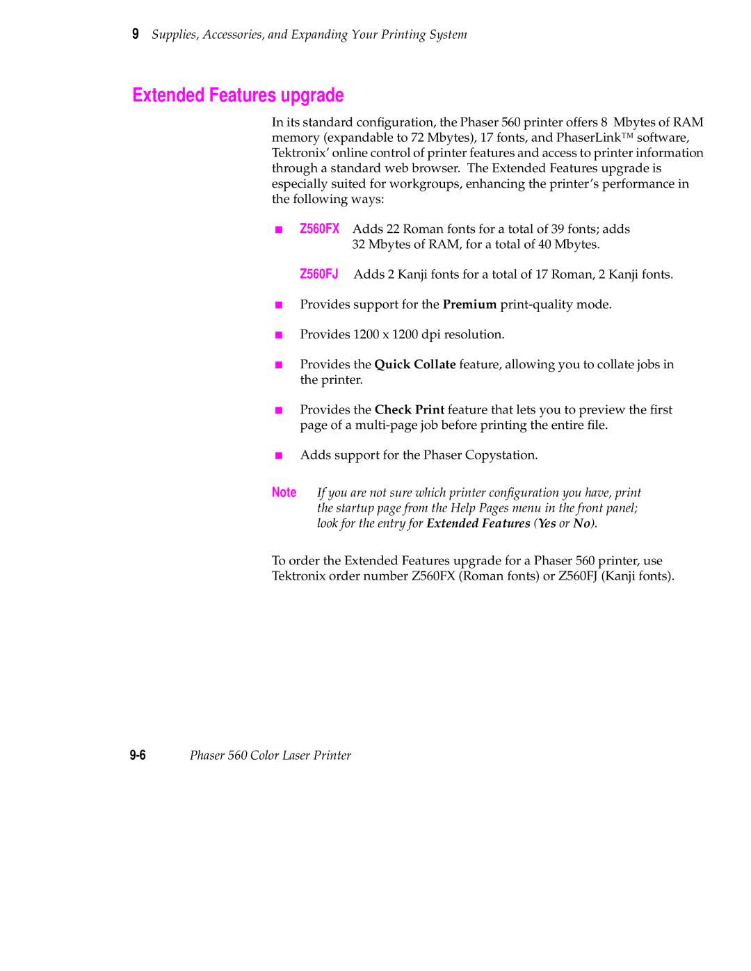 Tektronix 560 user manual Extended Features upgrade 