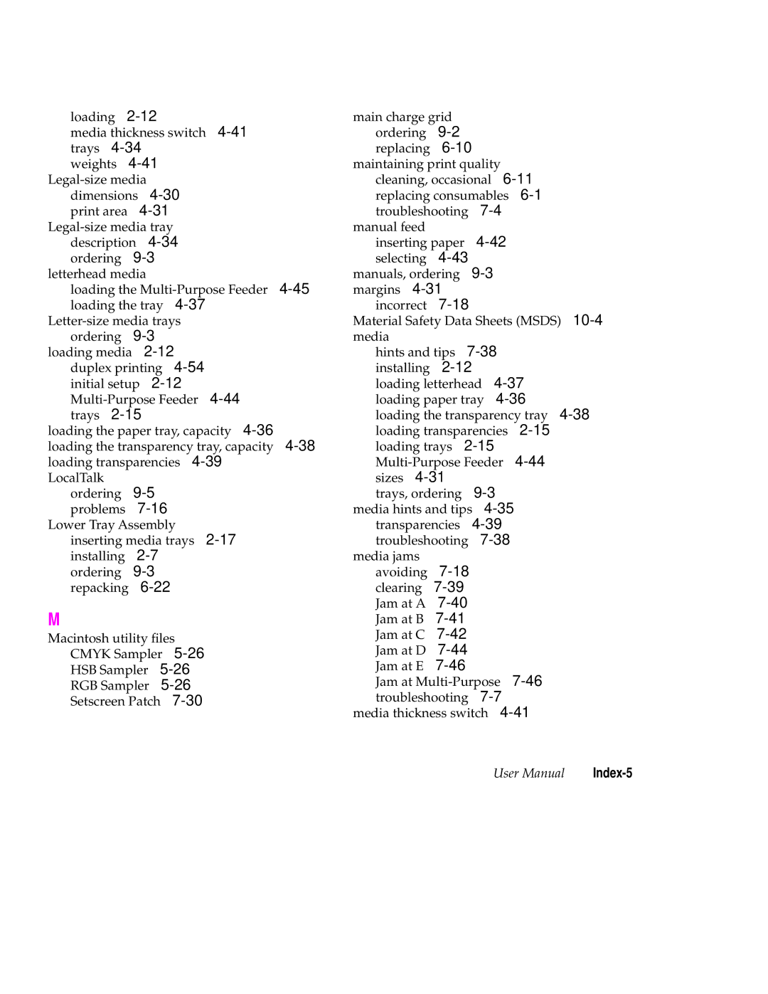 Tektronix 560 user manual Index-5 