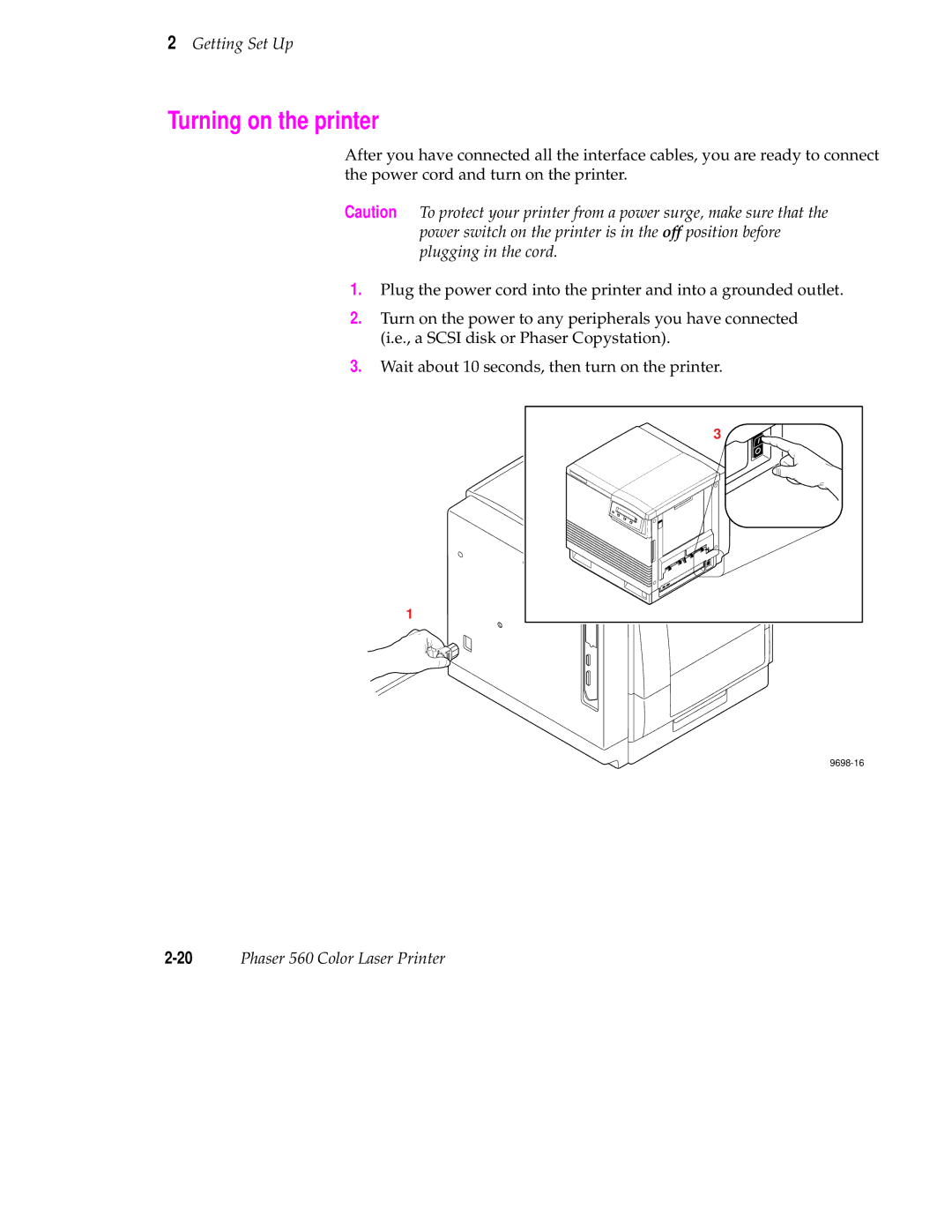 Tektronix 560 user manual Turning on the printer 