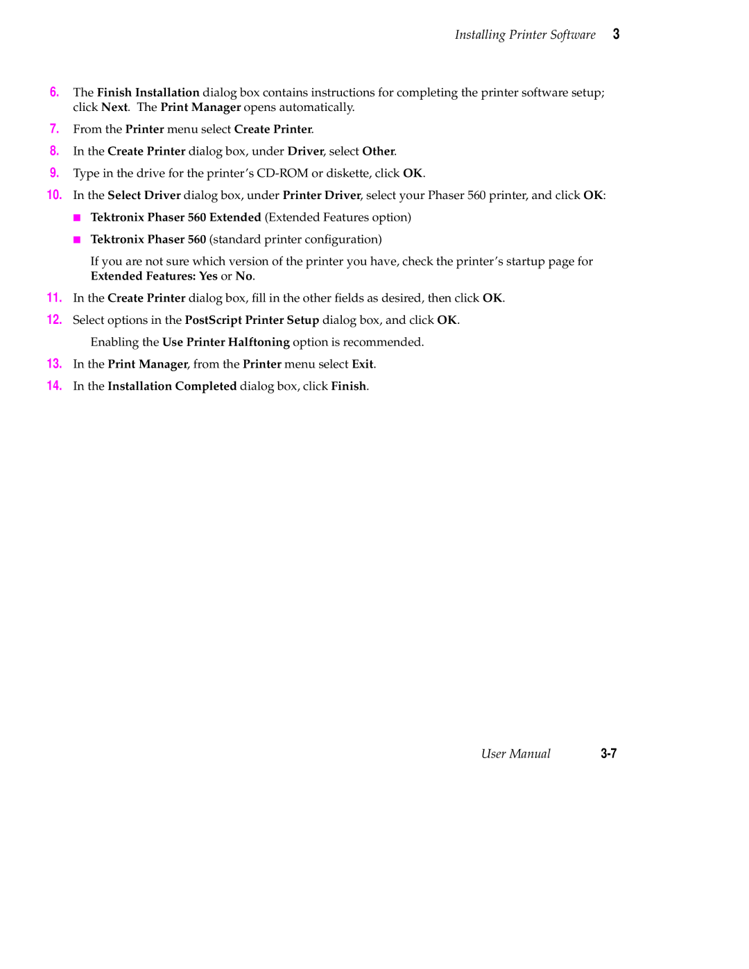 Tektronix 560 user manual Installing Printer Software 