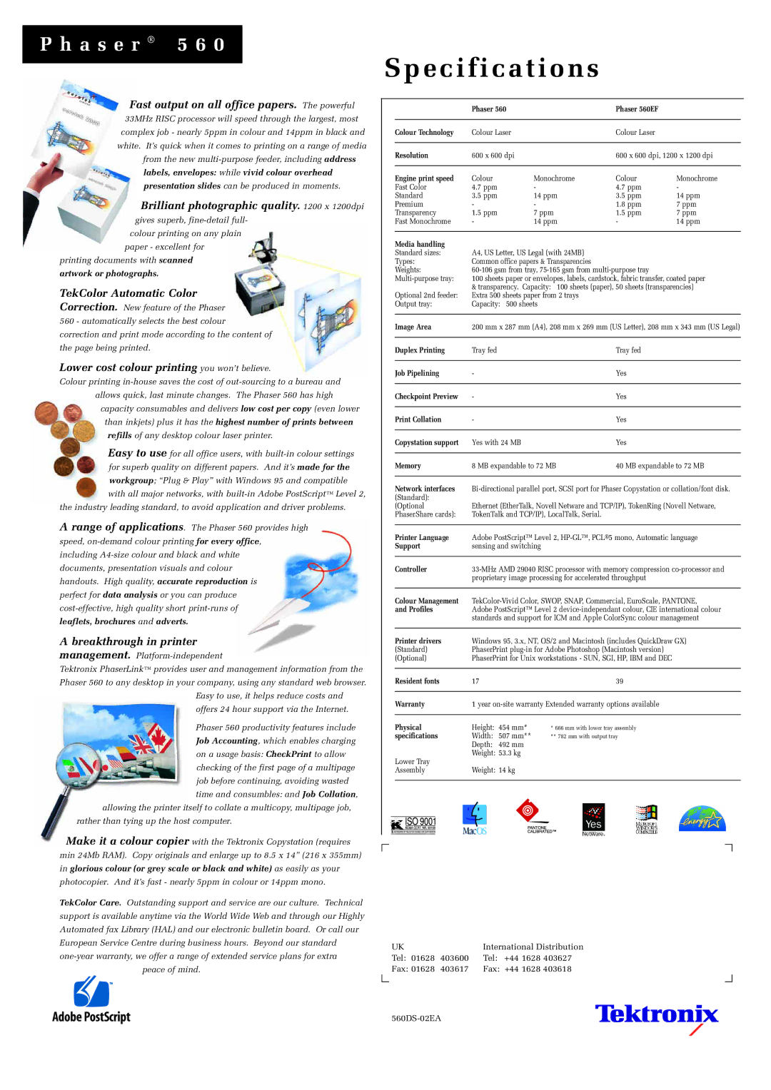 Tektronix 560EF manual Brilliant photographic quality x 1200dpi, TekColor Automatic Color 