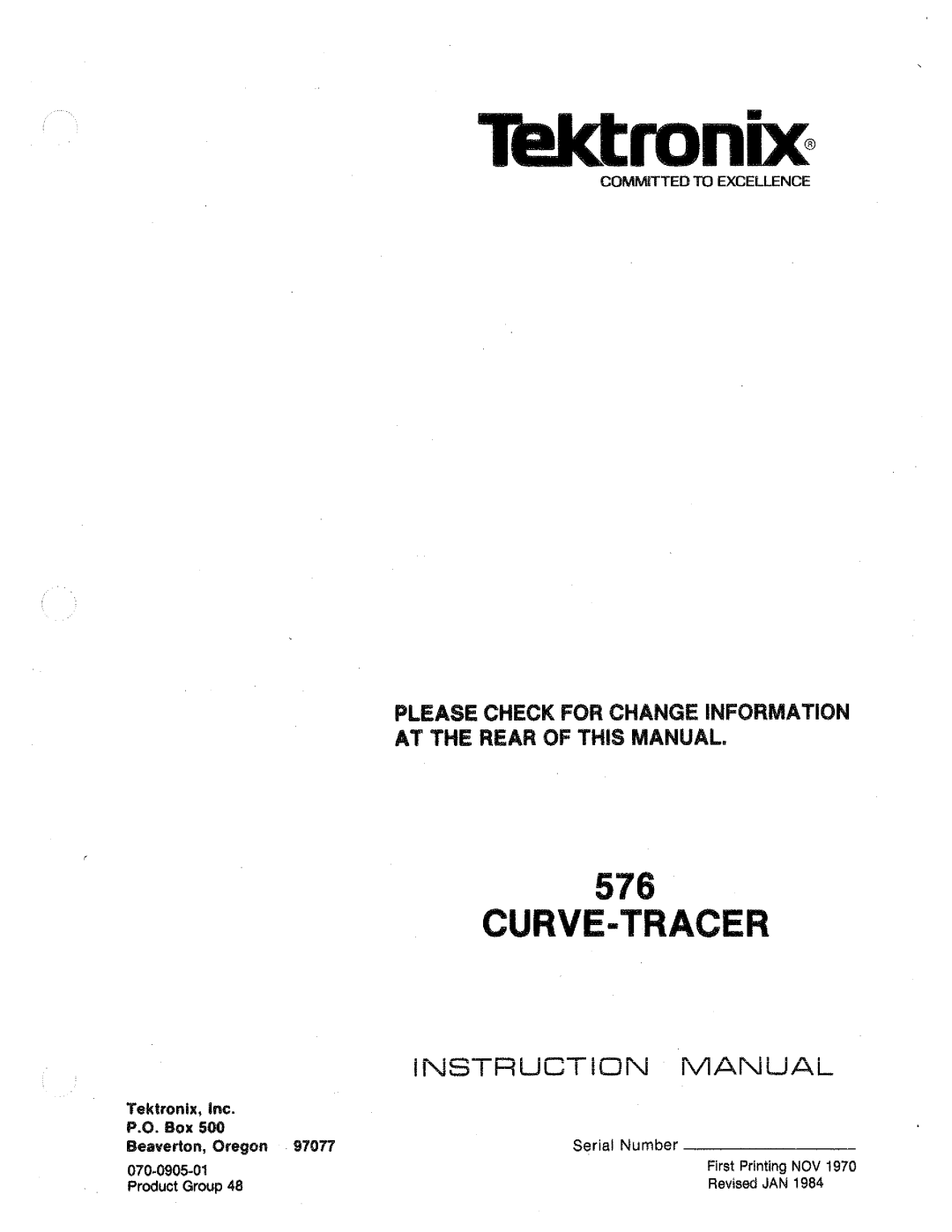 Tektronix 576 manual 