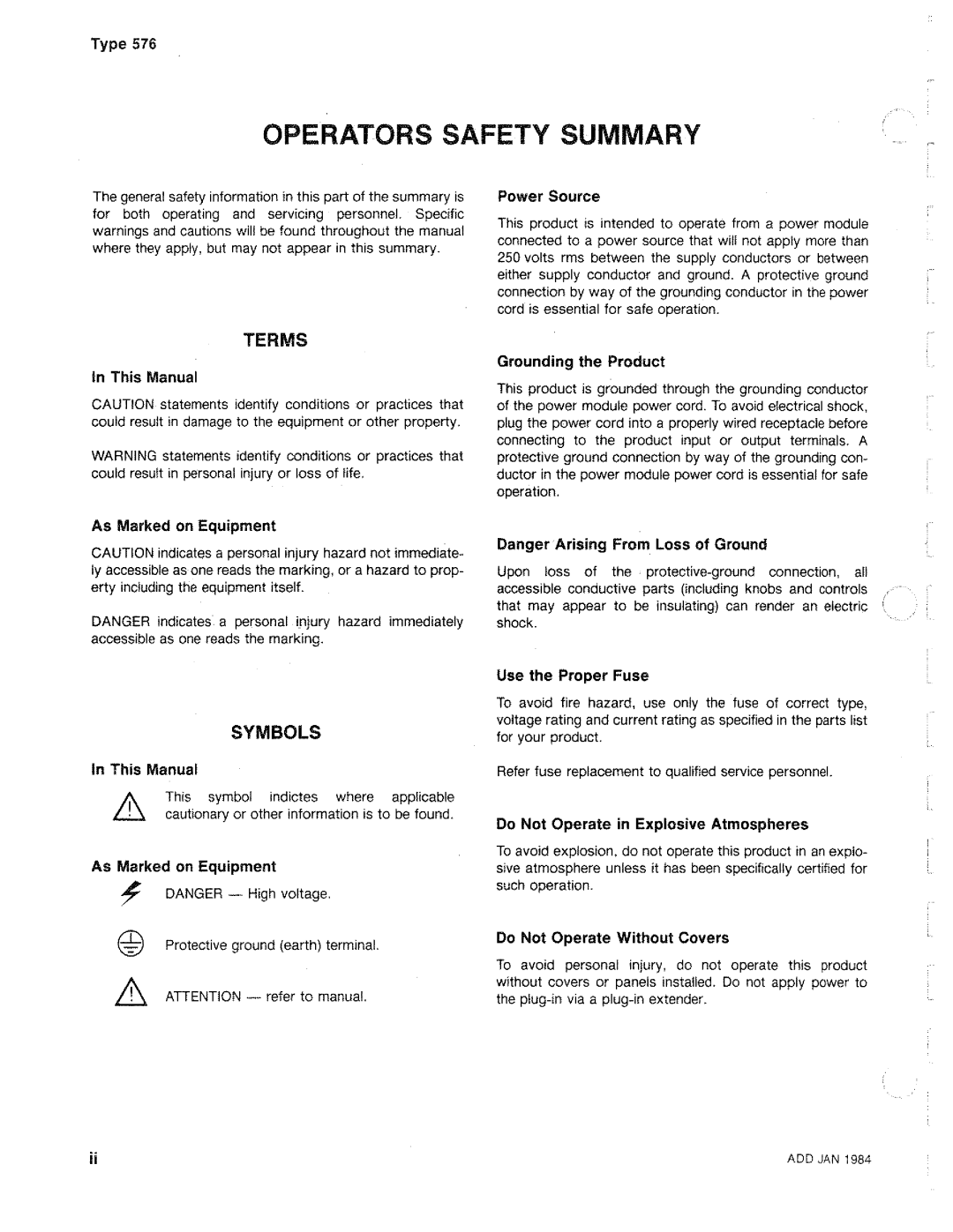 Tektronix 576 manual 