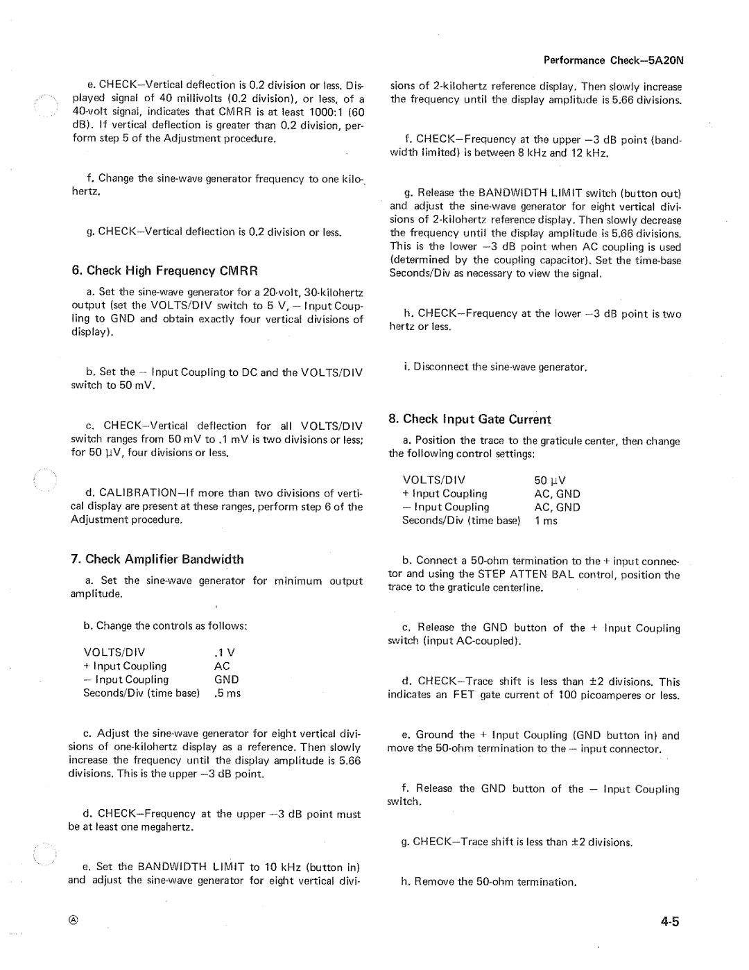 Tektronix 5A20N manual 