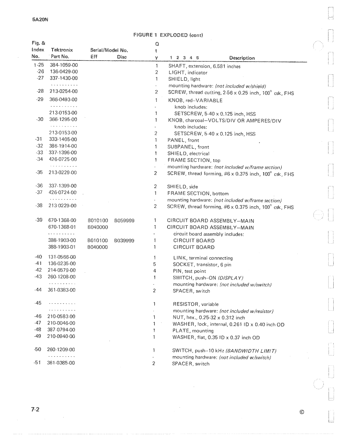 Tektronix 5A20N manual 