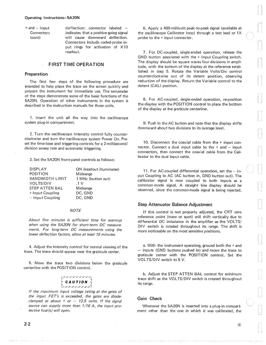 Tektronix 5A20N manual 