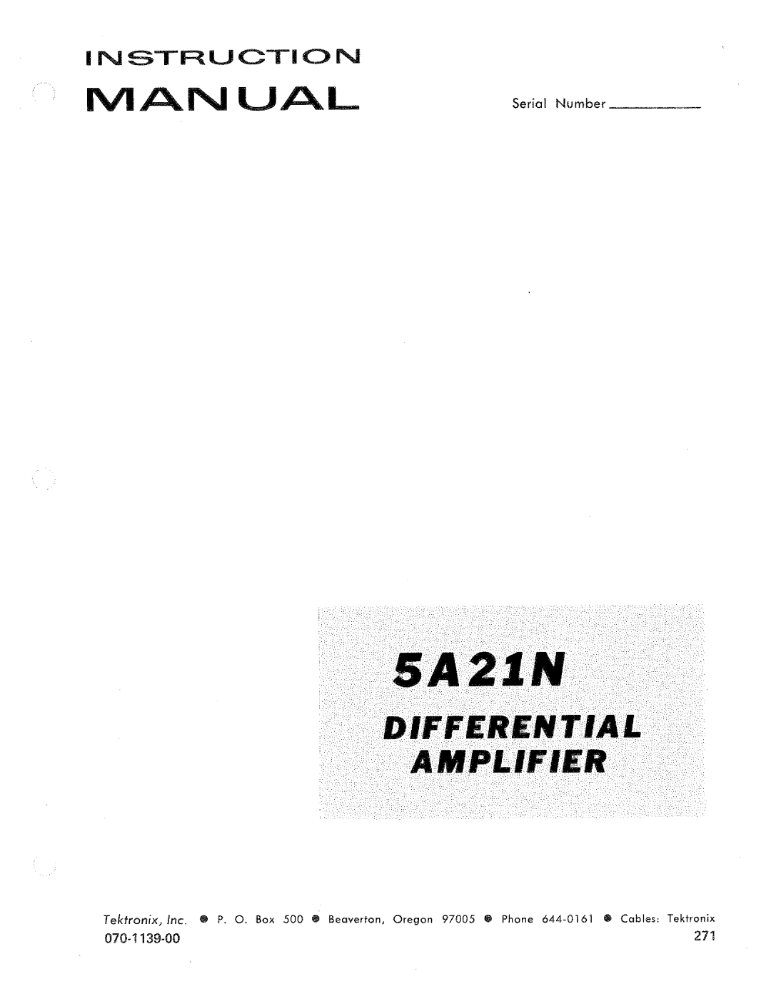 Tektronix 5A21N manual 