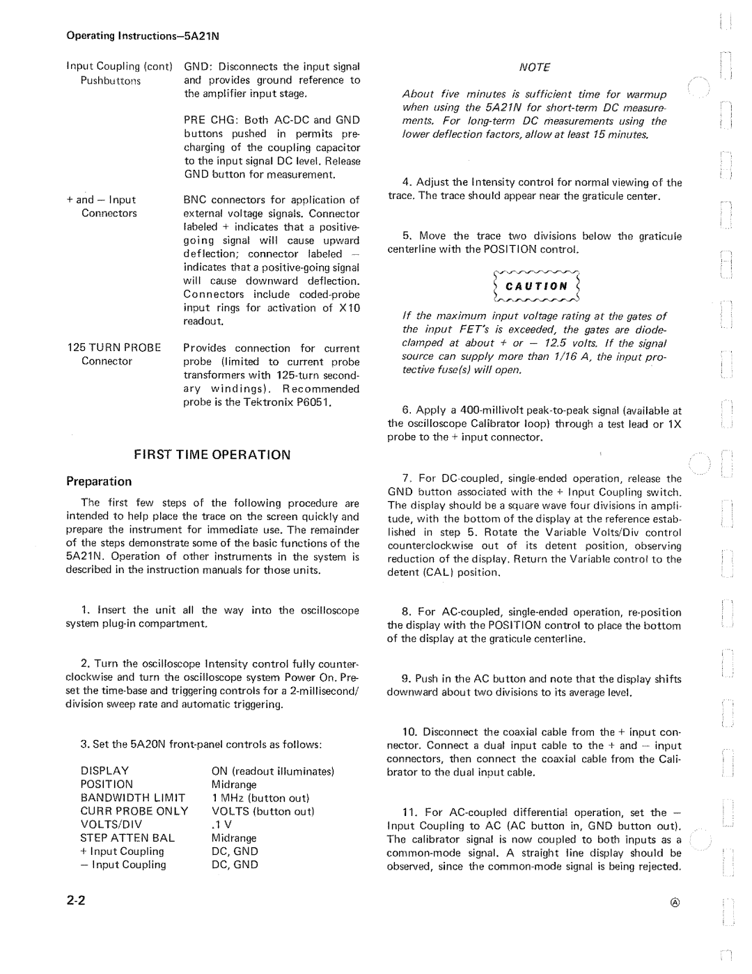 Tektronix 5A21N manual 