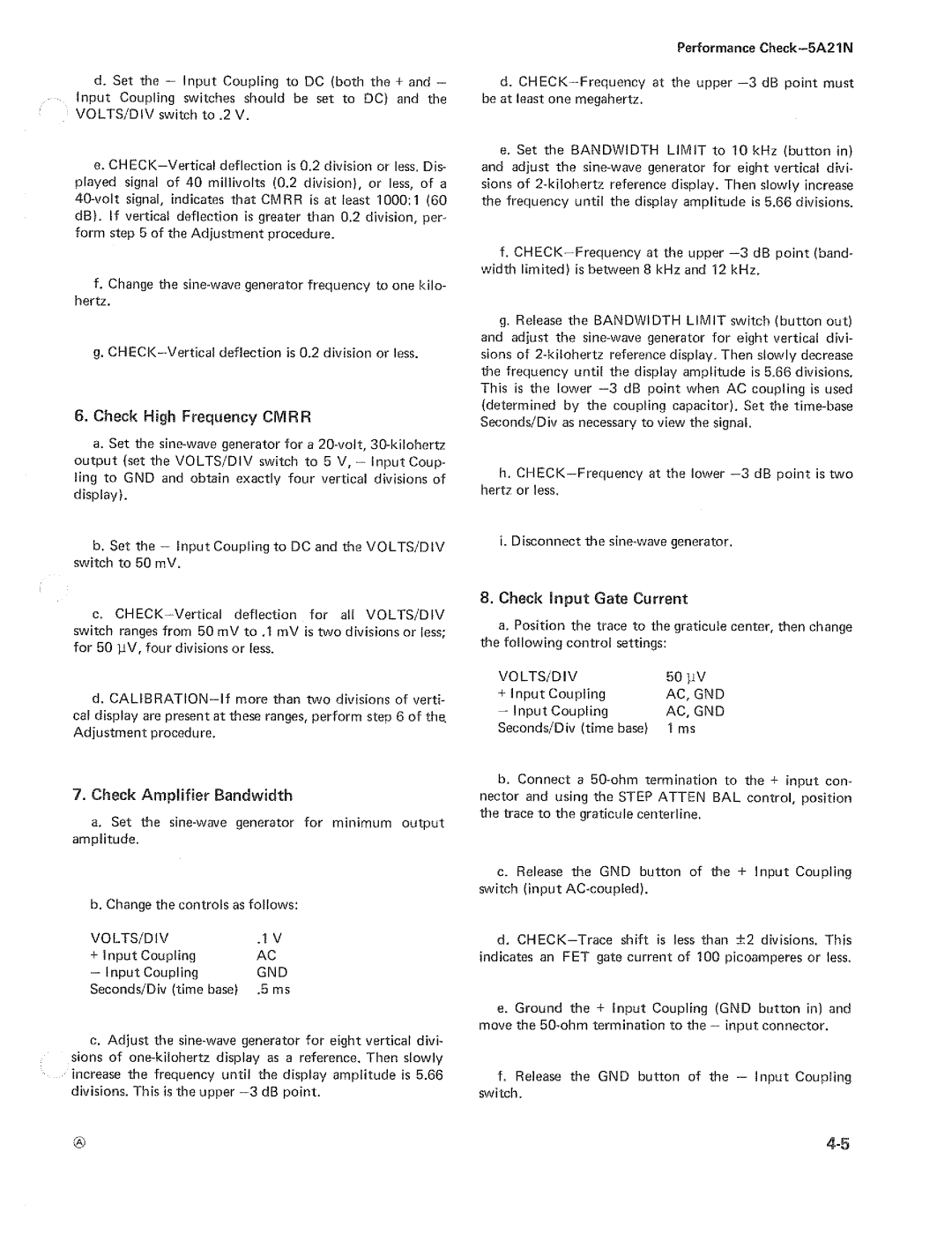 Tektronix 5A21N manual 