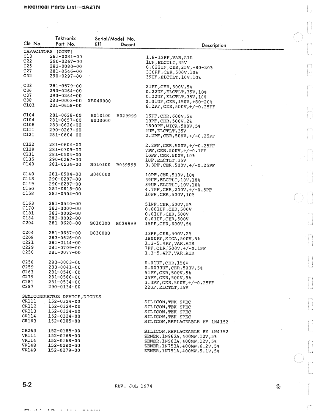 Tektronix 5A21N manual 