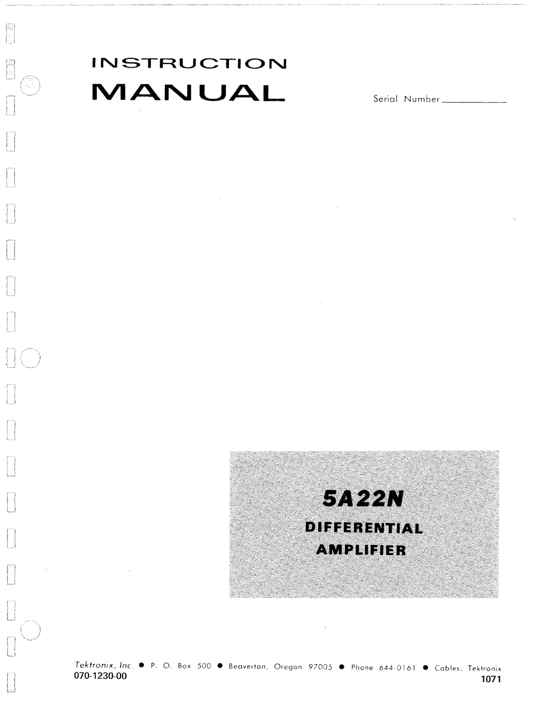 Tektronix 5A22N manual 