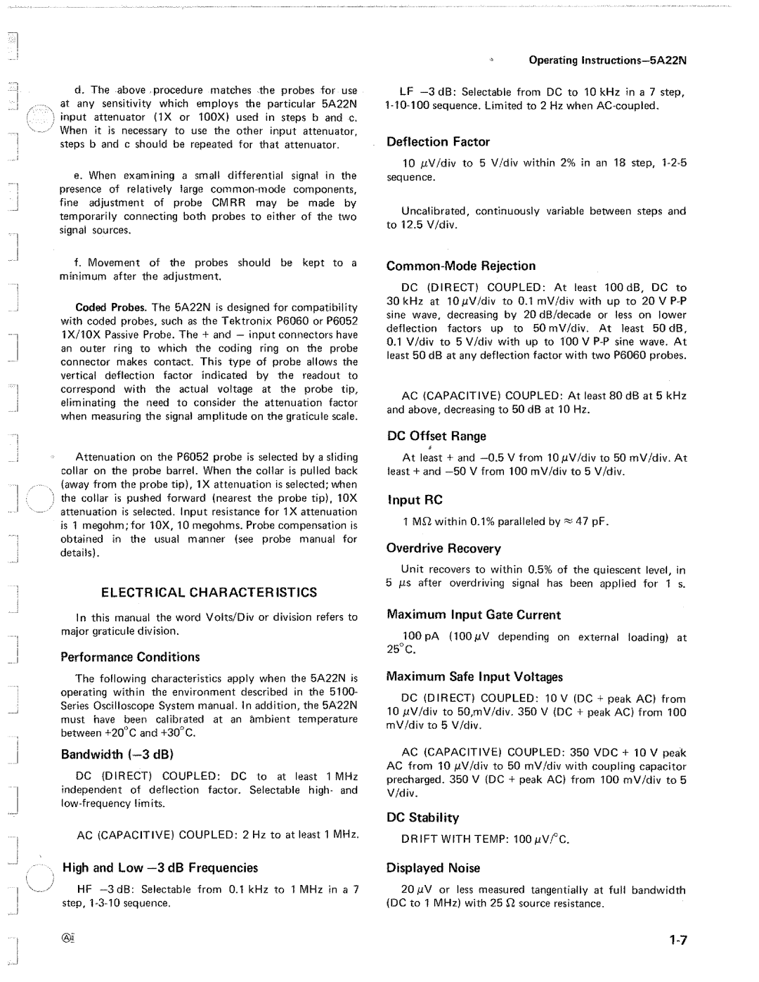 Tektronix 5A22N manual 