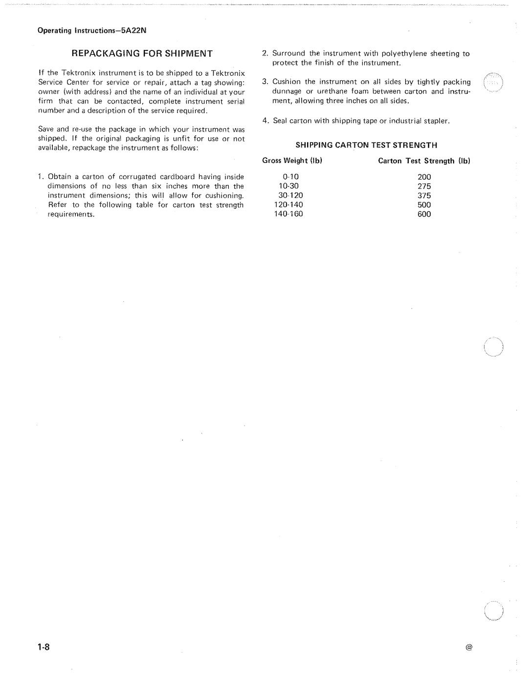 Tektronix 5A22N manual 