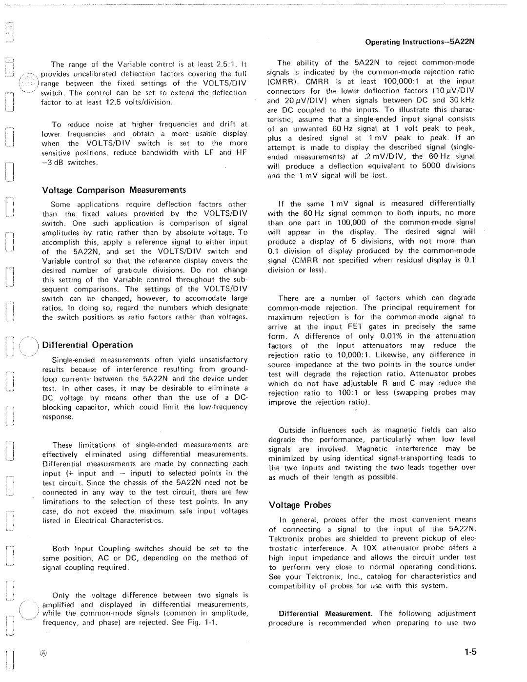 Tektronix 5A22N manual 