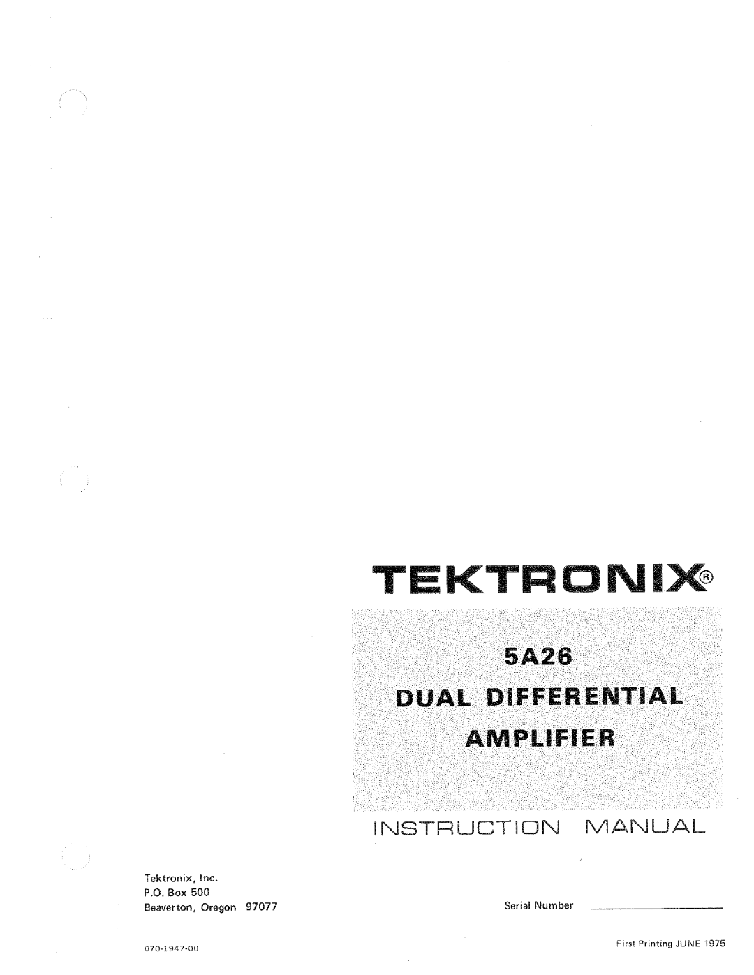 Tektronix 5A26 manual 