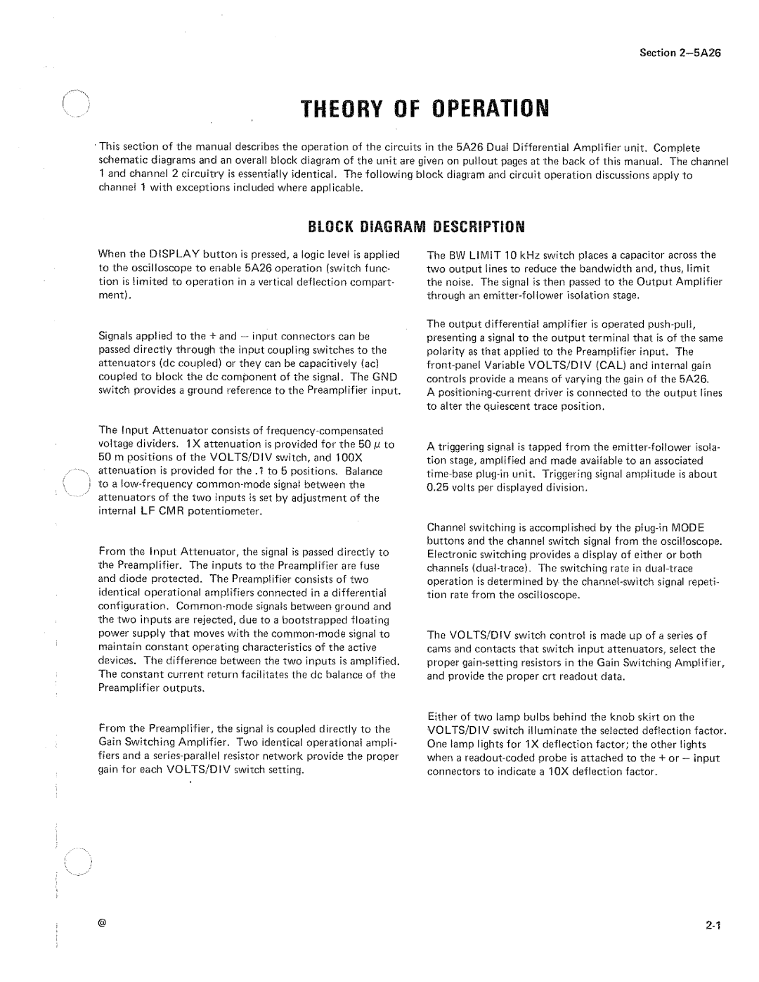 Tektronix 5A26 manual 