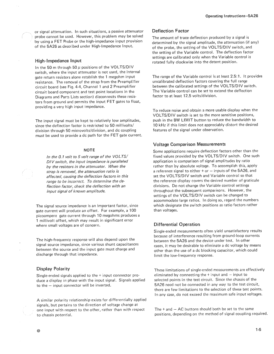 Tektronix 5A26 manual 