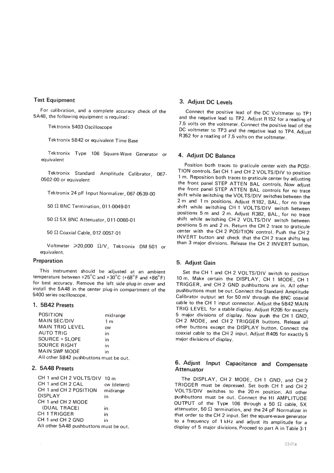 Tektronix 5A48 manual 