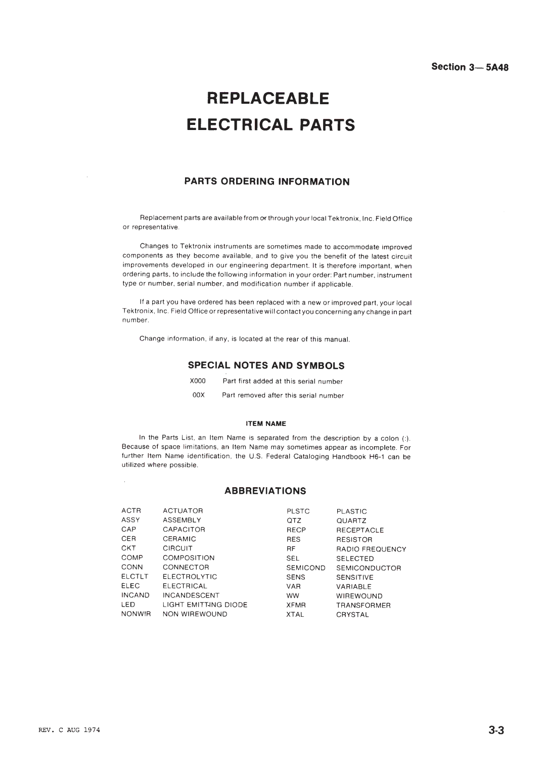 Tektronix 5A48 manual 