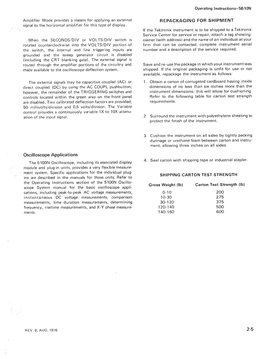 Tektronix 5B10N manual 