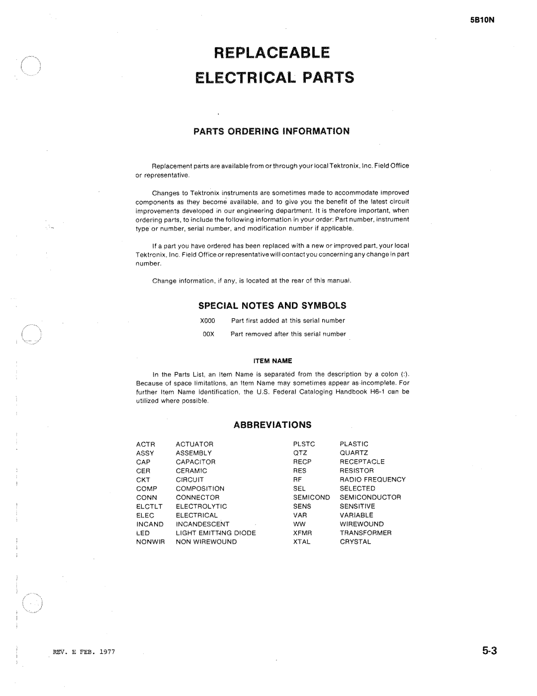 Tektronix 5B10N manual 