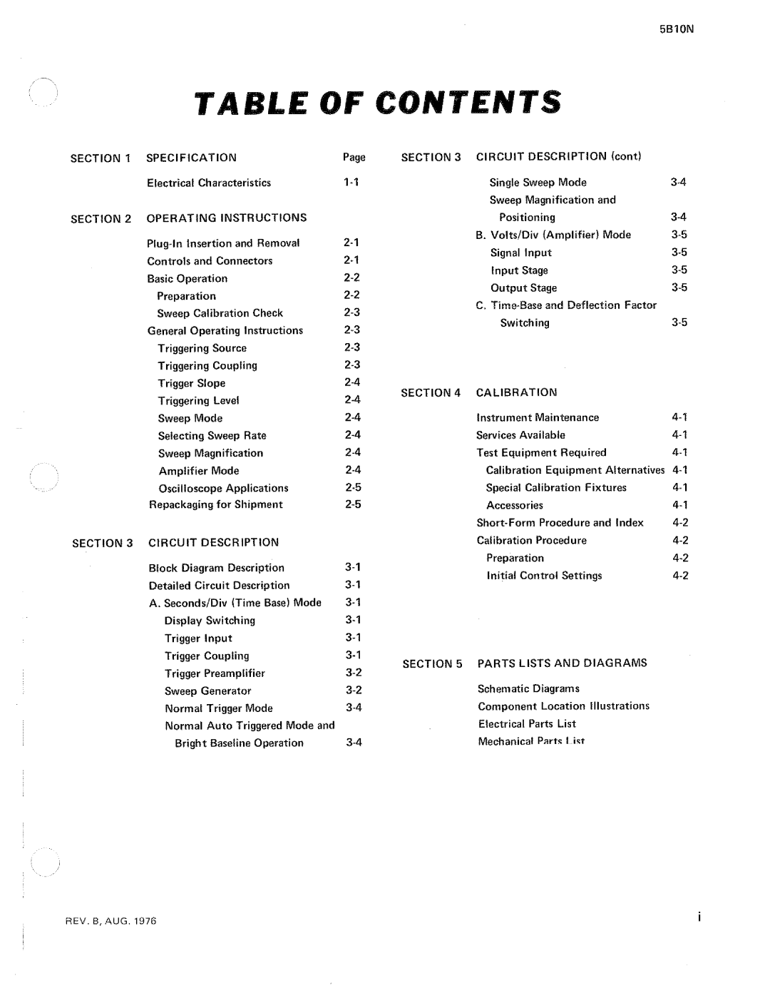 Tektronix 5B10N manual 