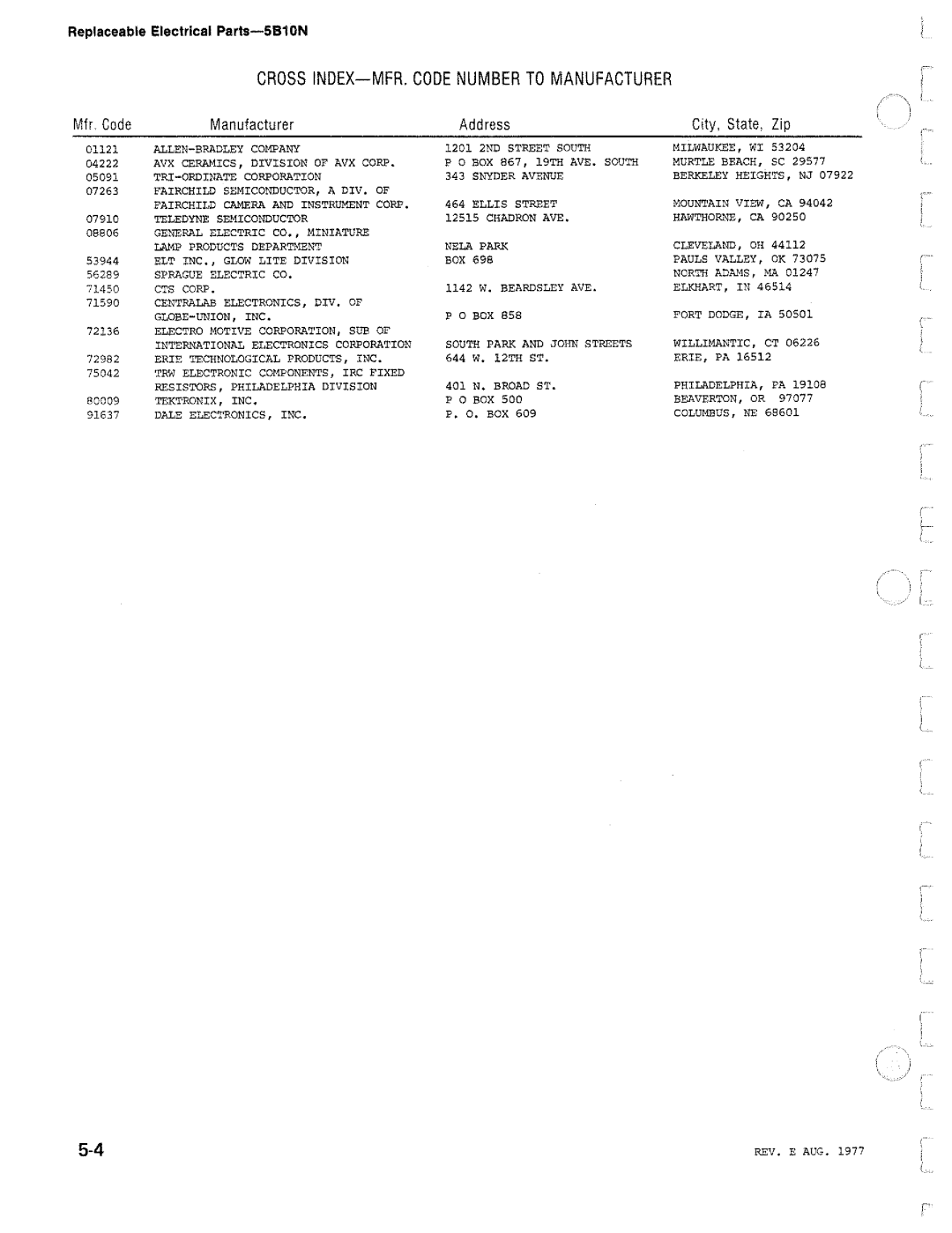 Tektronix 5B10N manual 